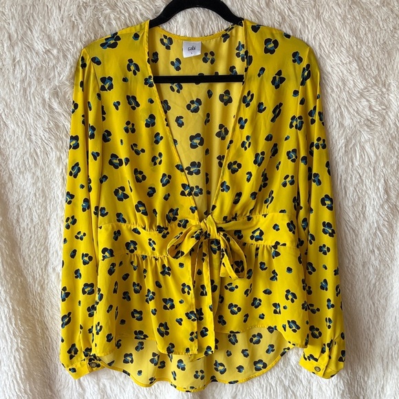 CAbi Yellow and Black Floral Blouse - Picture 1 of 9